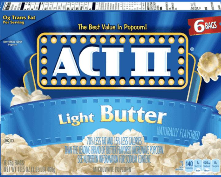 Act II microwave popcorn - healthiest microwave popcorn