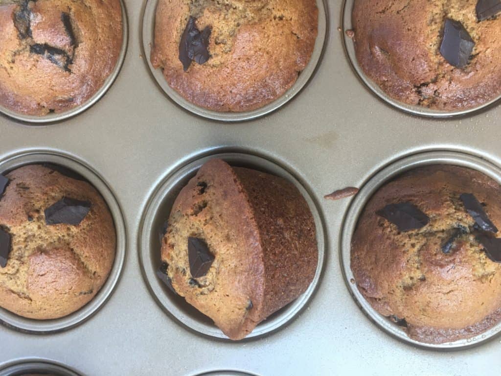 Pumpkin muffins with chocolate chunks 