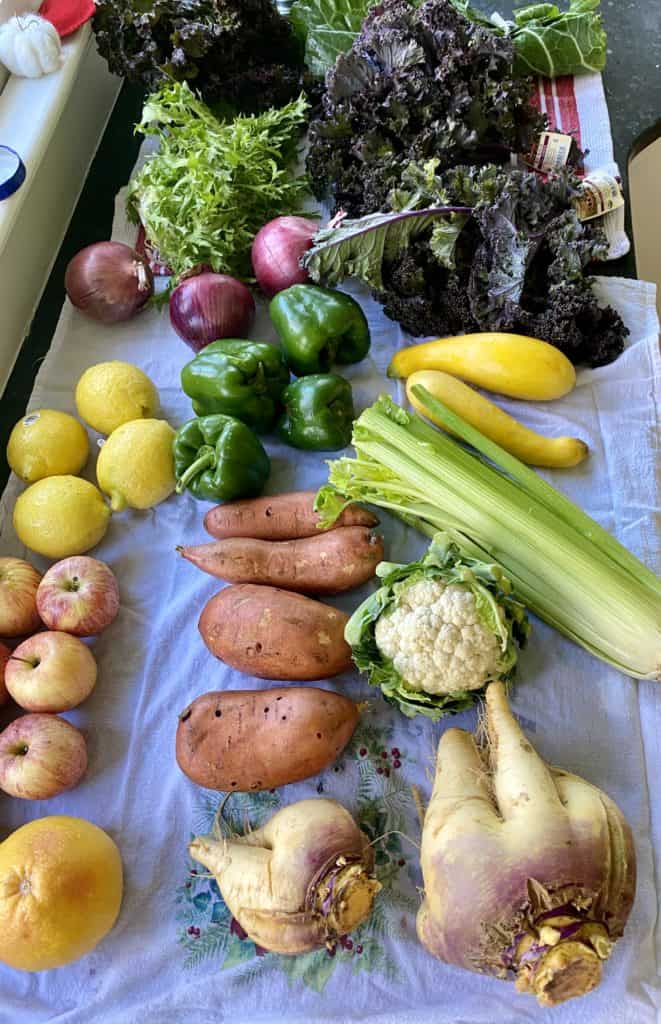Rutabaga, vegetables and fruit